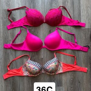Victoria's Secret Pink and Orange Bra Trio